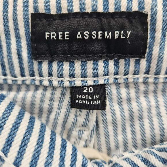 Free Assembly Womens Blue White Striped Wide-Leg Pants Size 20 cotton denim - Picture 2 of 9